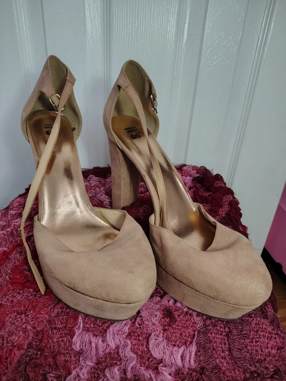 Women’s Blush Platform High Heel Pumps with Ankle Strap